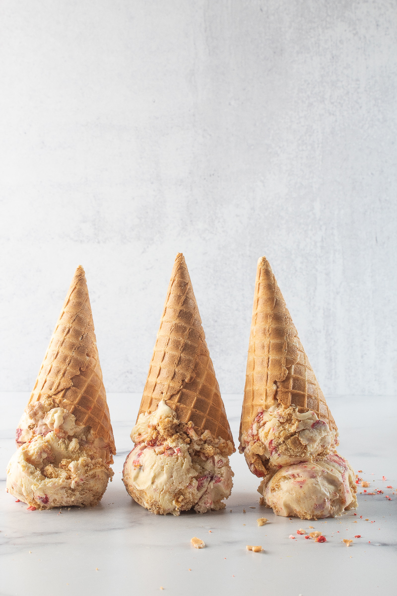 ice cream in waffle cones 