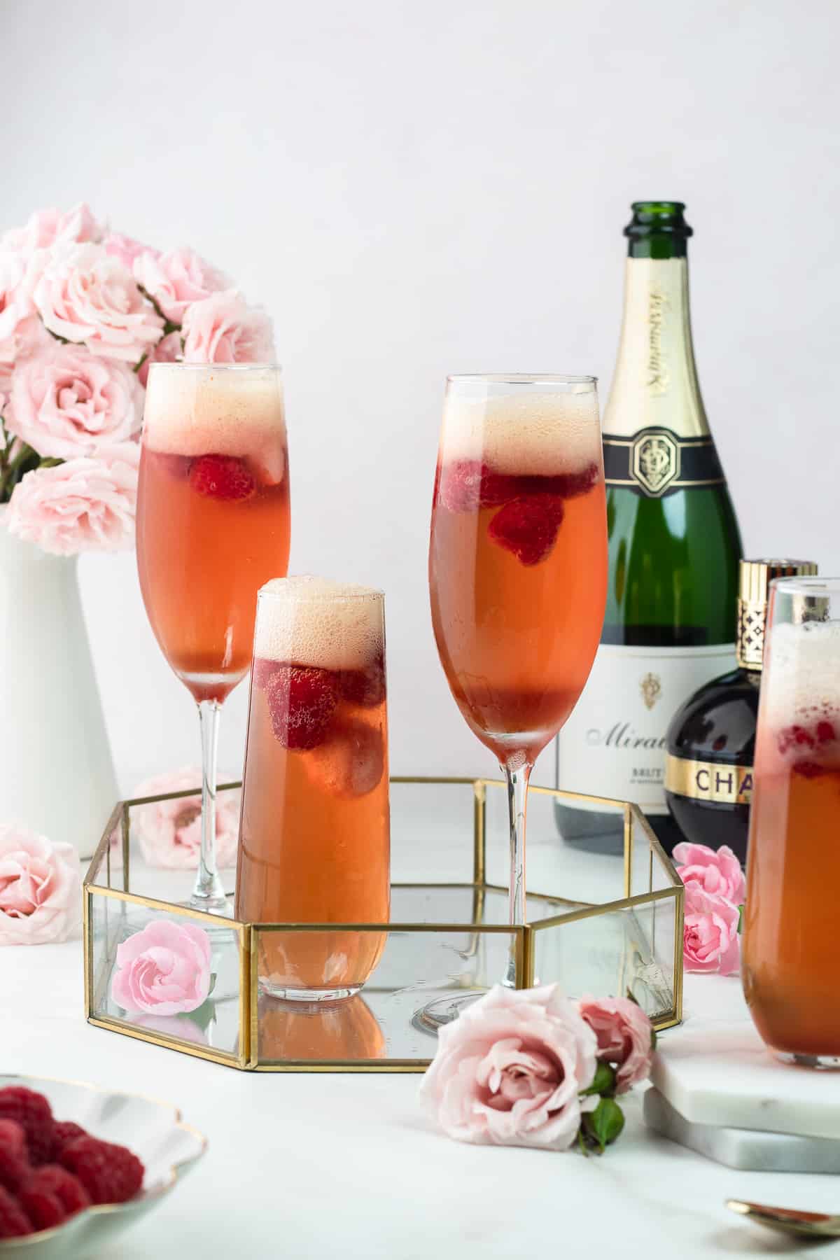 Raspberry Champagne Floats