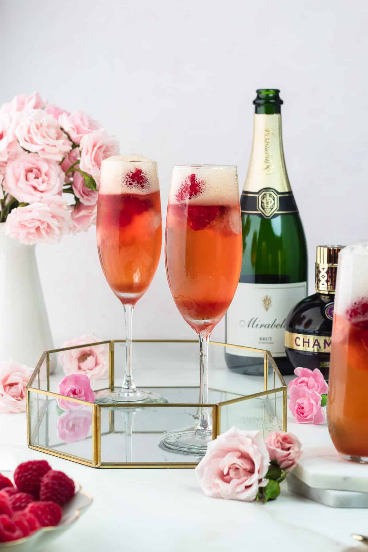 Raspberry Champagne Floats