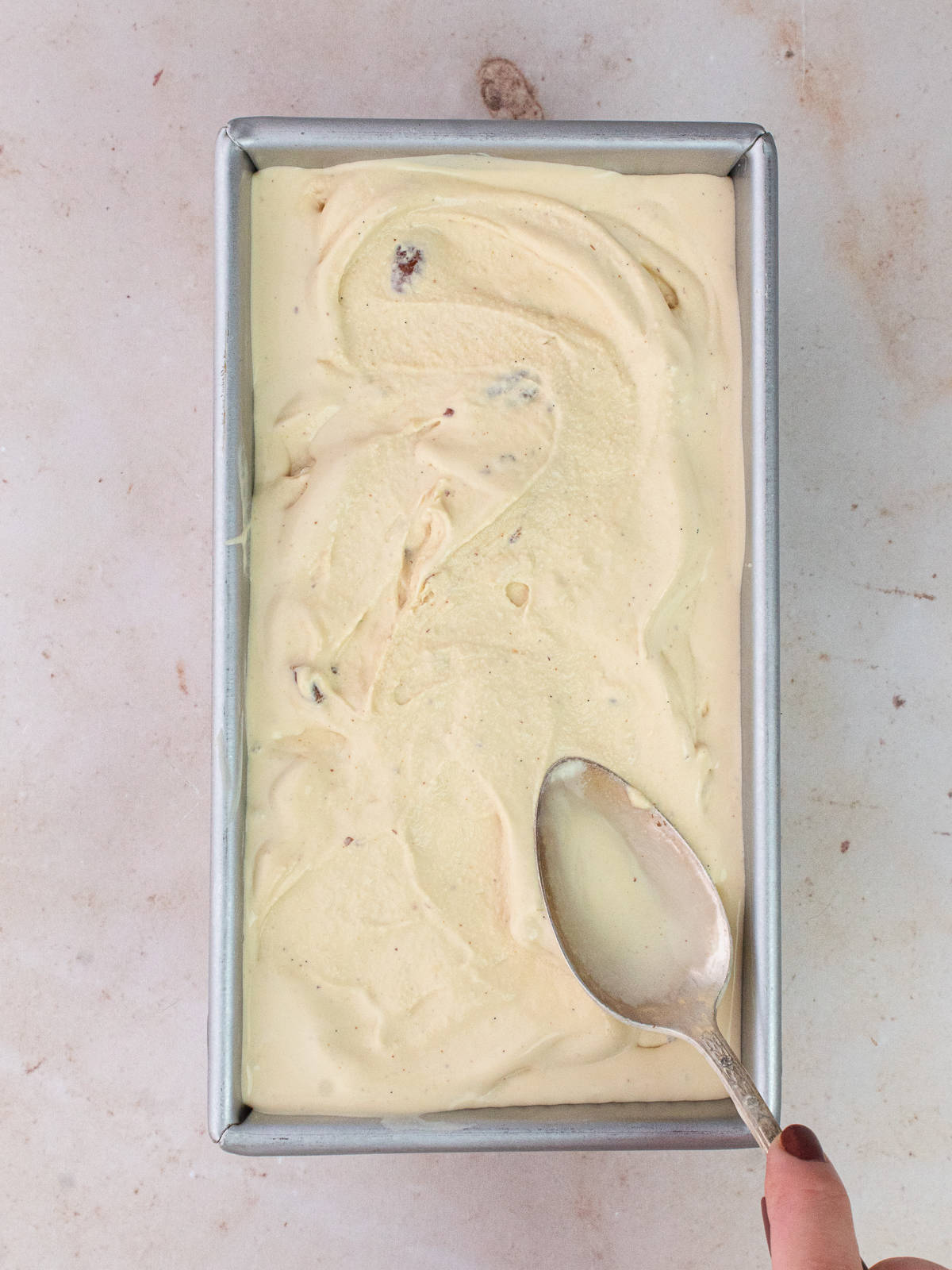 churned ice cream in loaf pan