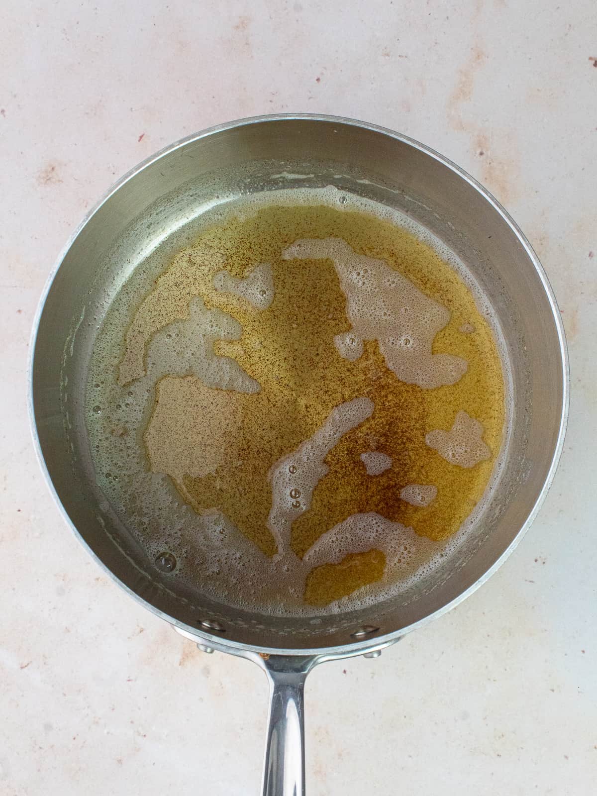 brown butter in saucepan
