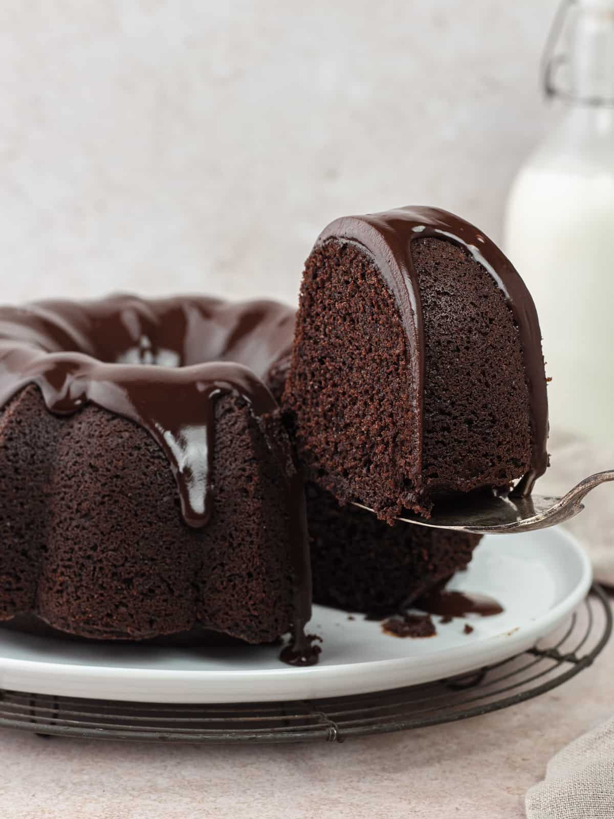 Chocolate olive oil bundt cake