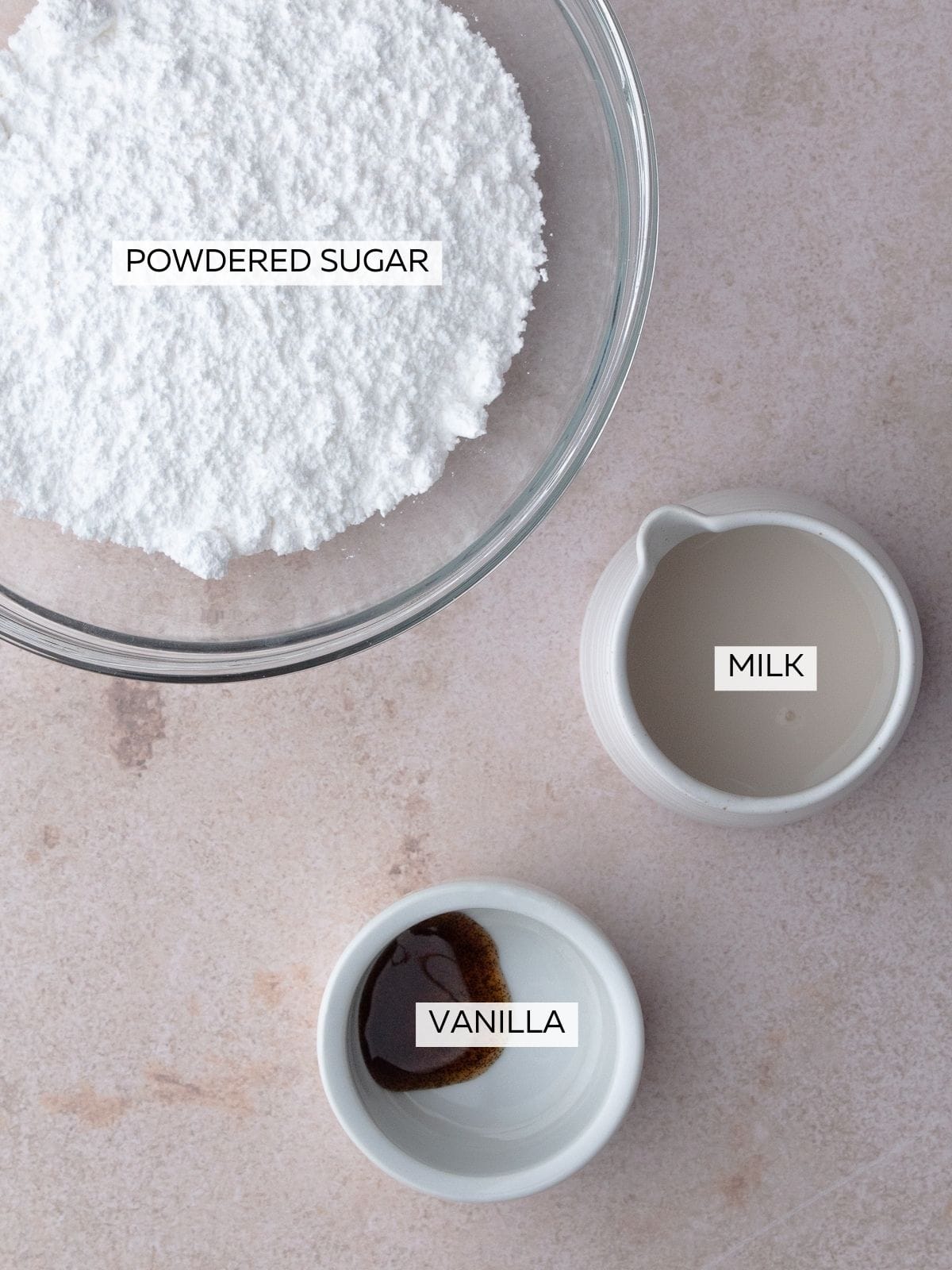 Ingredients for vanilla glaze