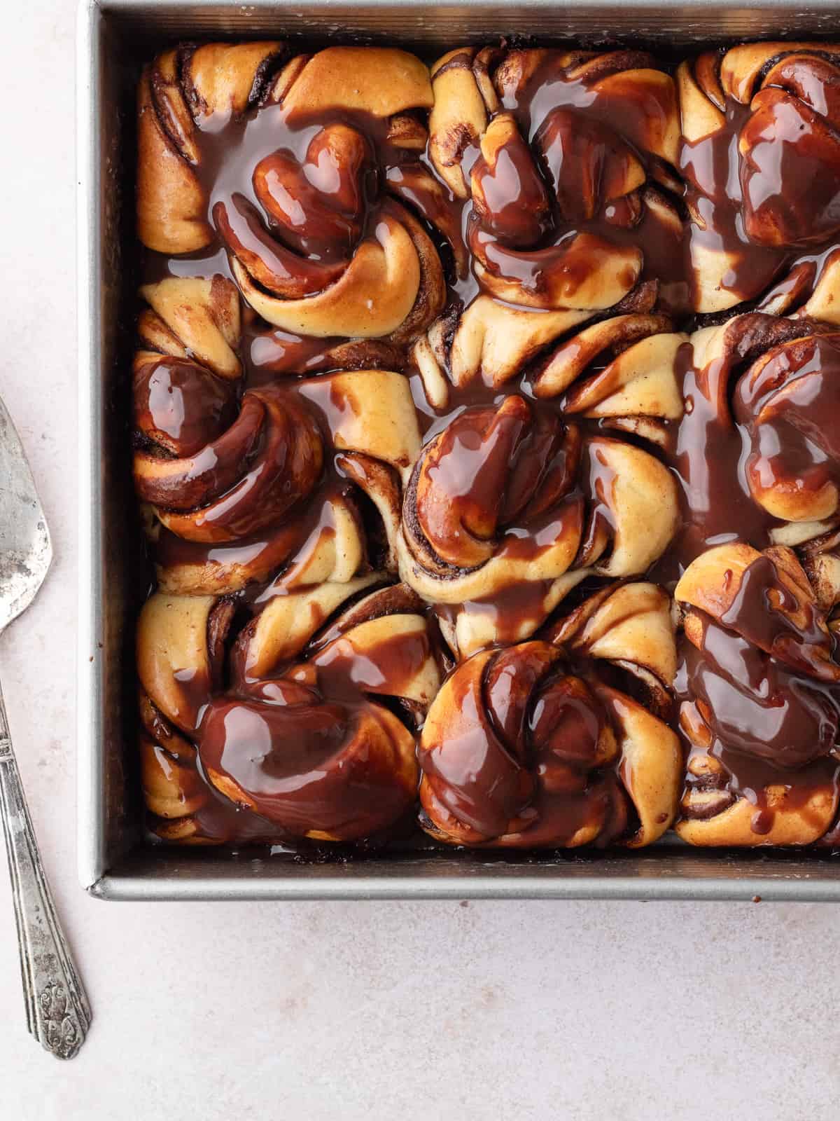 Nutella knots with Nutella ganache on top
