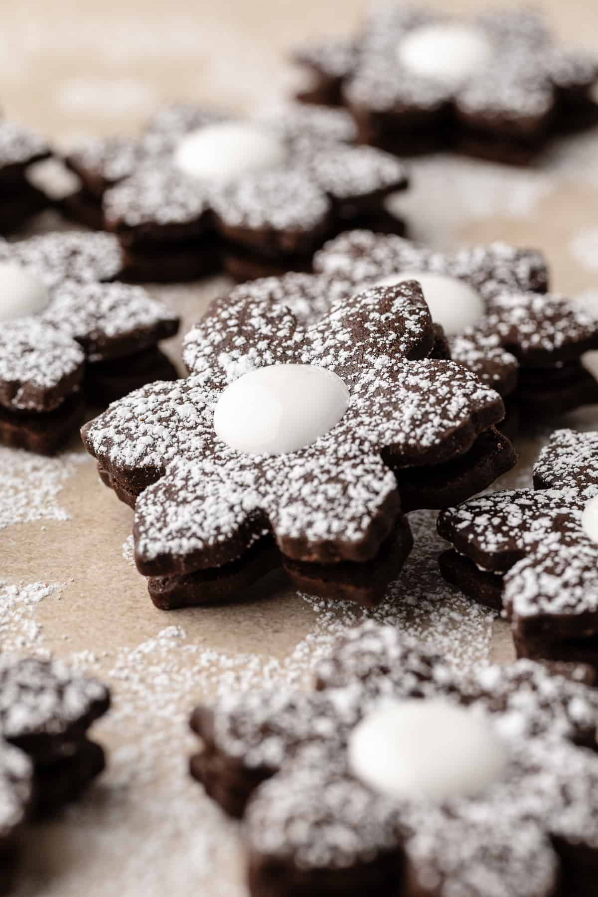 Hot Chocolate Linzer Cookies