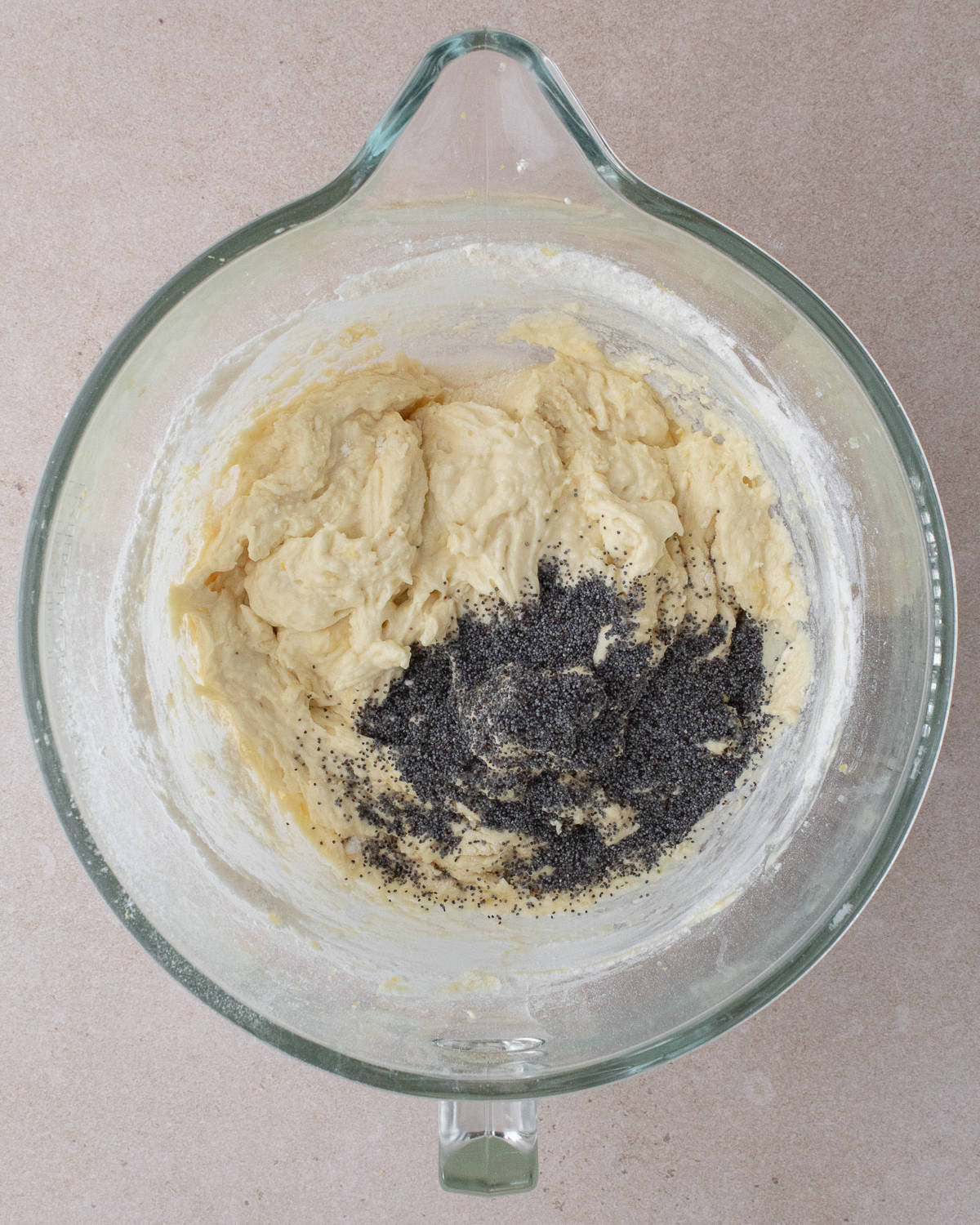 Poppy seeds are added to batter