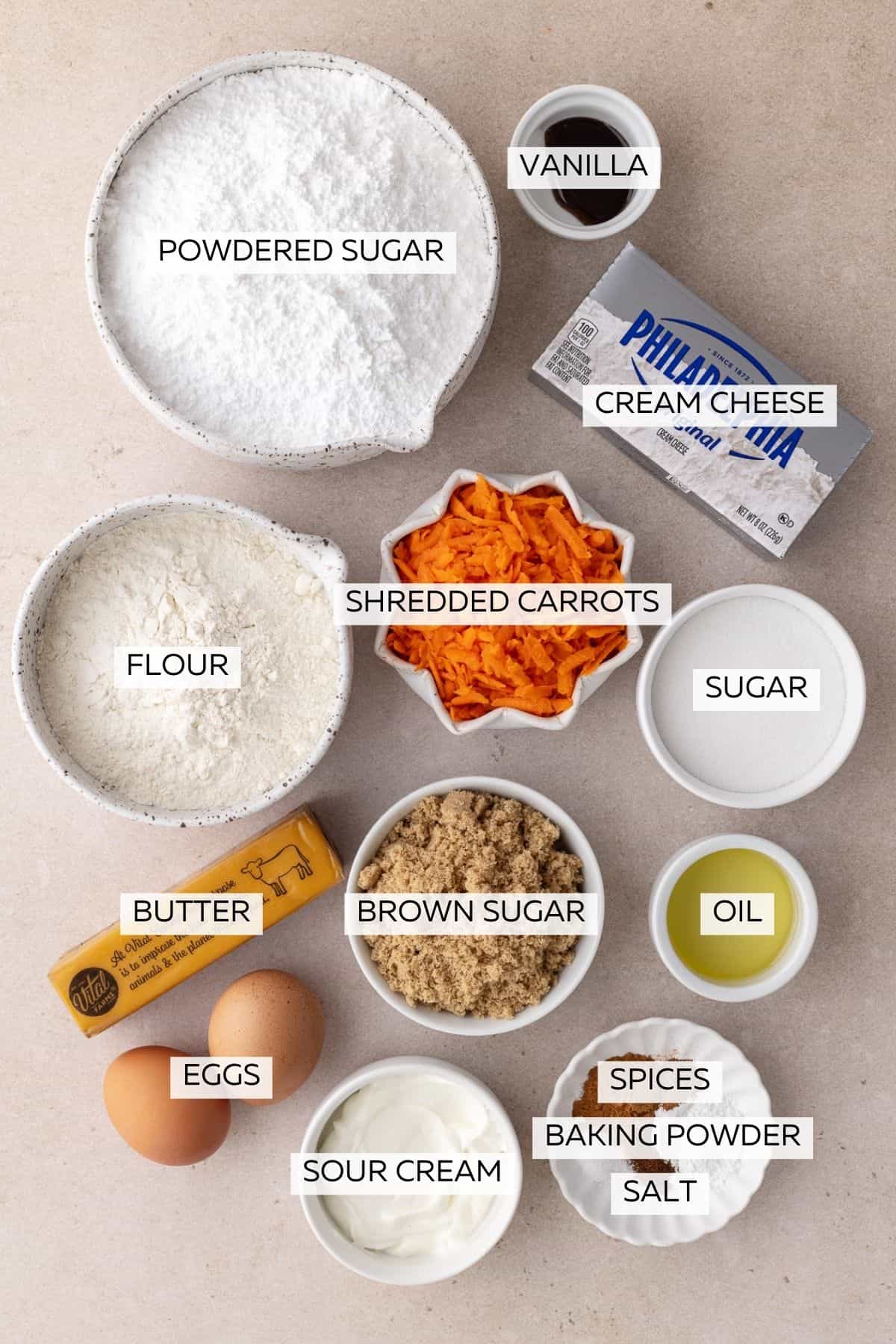 Gooey Butter Carrot Cake Ingredients