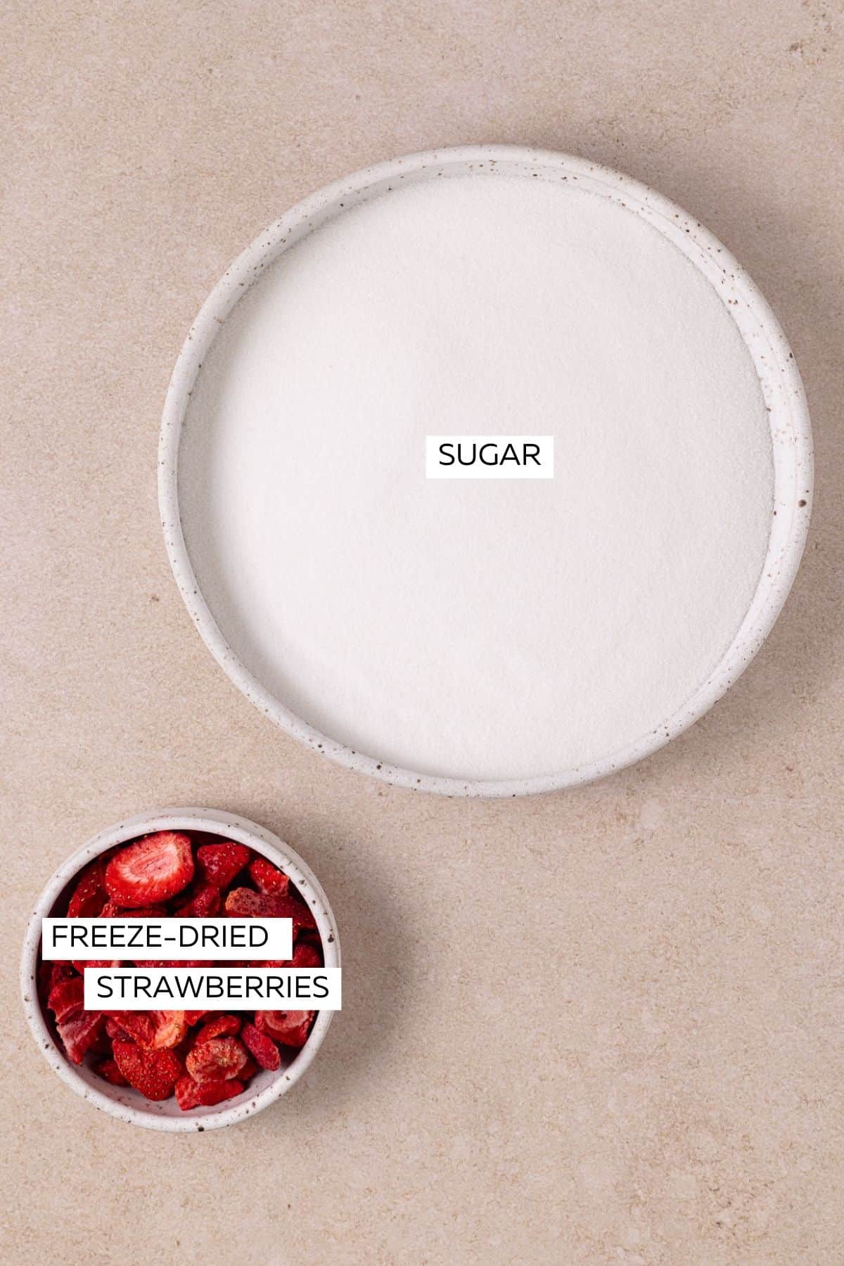 Ingredients for strawberry sugar coating.