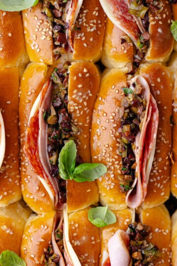 Mini Italian Sandwiches made with homemade brioche rolls, featured photo.