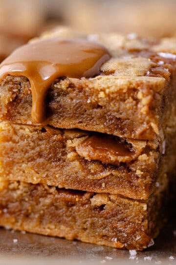Toffee cookie butter blondies feature photo.