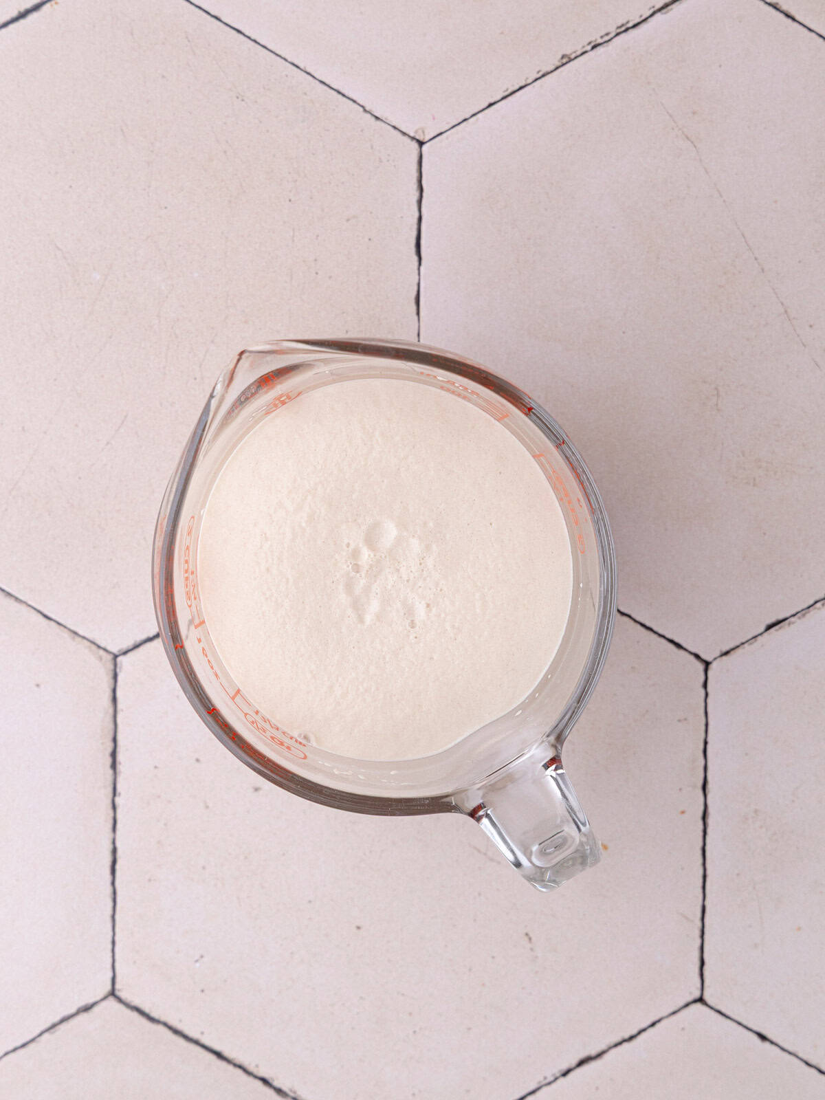 Warm water, dry active yeast and honey are mix and then bloomed.