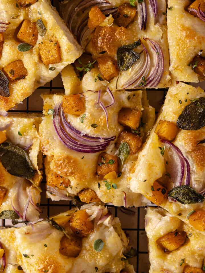 Butternut squash and sage schiacciata bread featured photo.