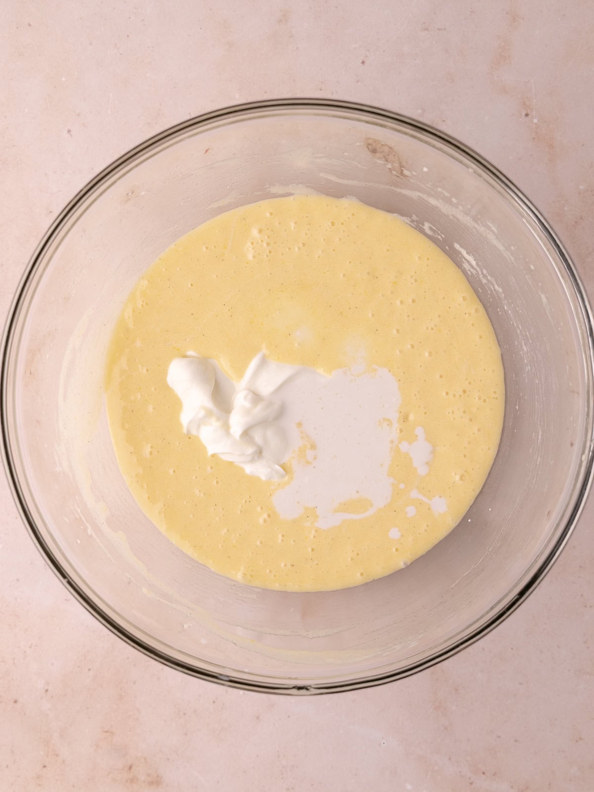 Coconut milk and sour cream is added to the wet ingredients.