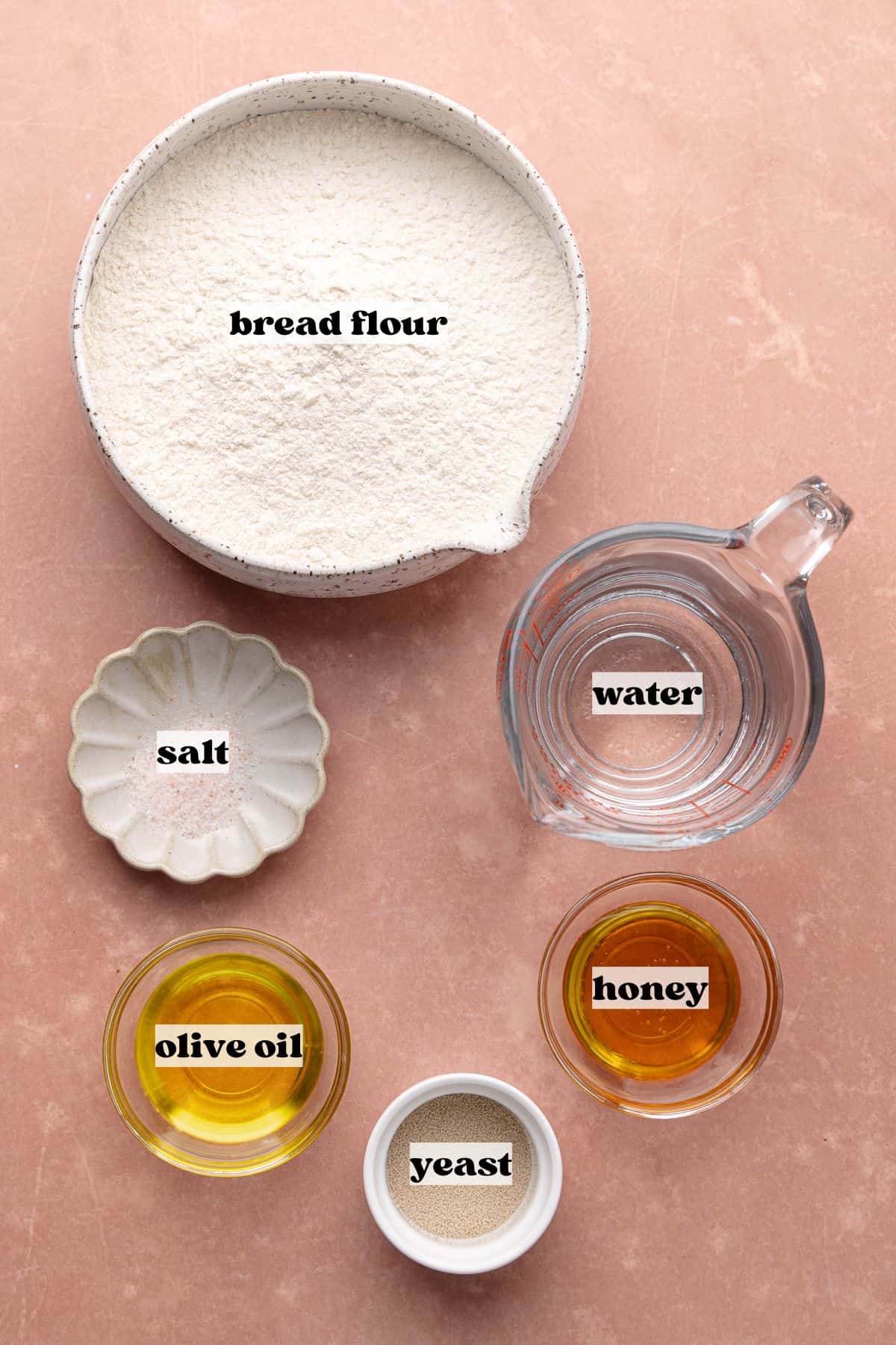 Apple fritter focaccia dough ingredients include bread flour, water, yeast, olive oil, honey and salt.