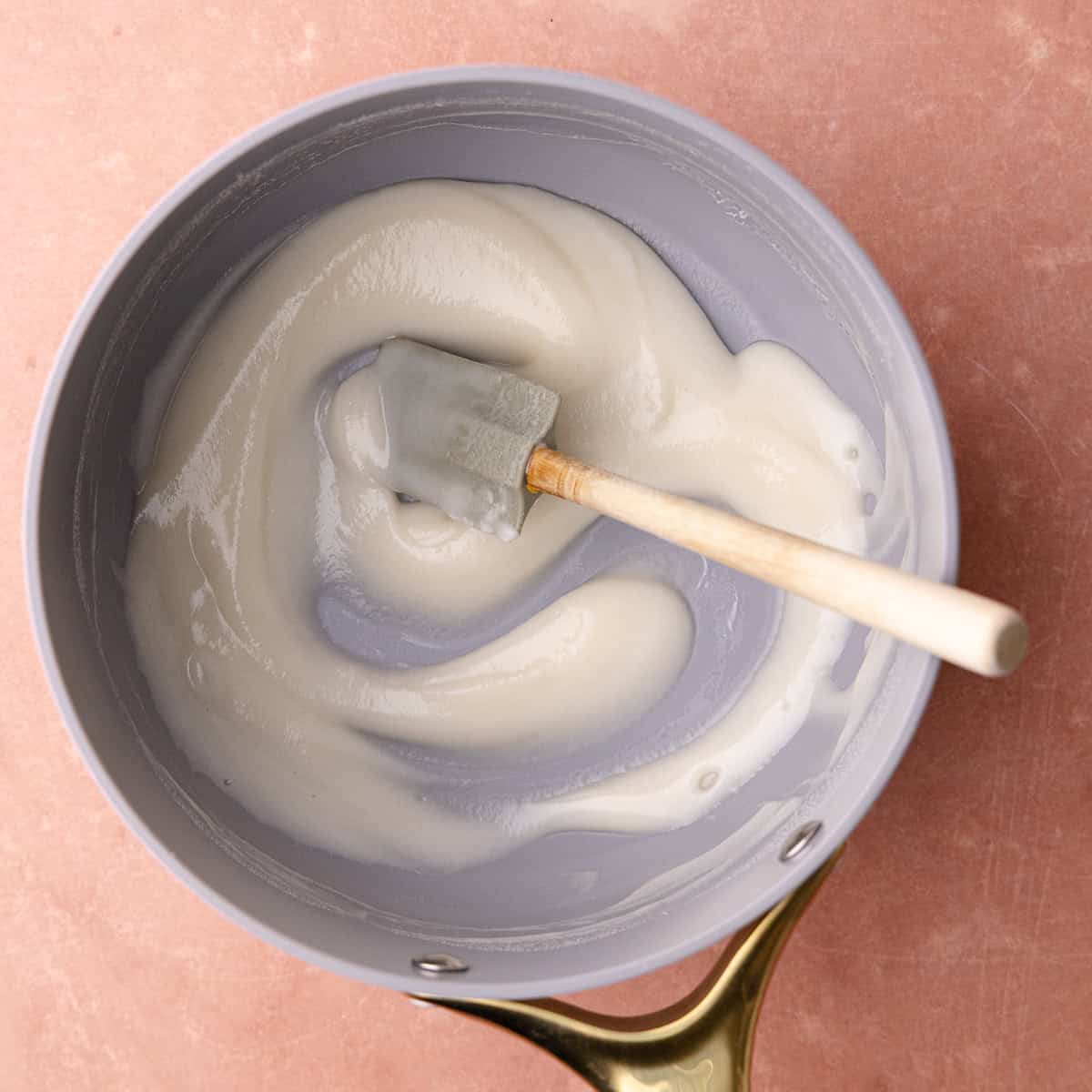 Tangzhong is made by cooking water and flour in a paste a small saucepan.